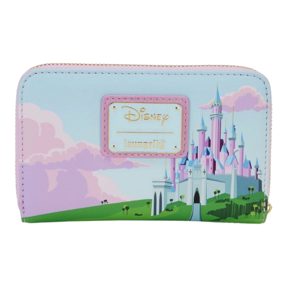 Disney Sleeping Beauty Castle Three Good Fairies Stained Glass Zip Around Wallet - Picture 2 of 4